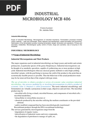 Industrial microbiology