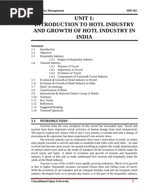 Introduction to Hotel Industry and Growth of Hotel Industry in India