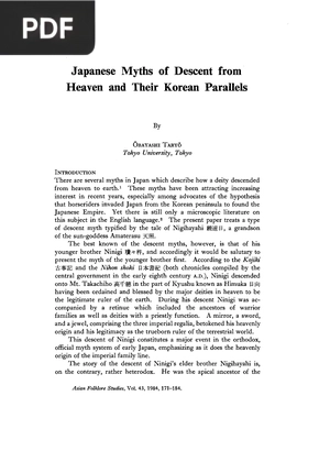 Japanese Myths of Descent from Heaven and Their Korean Parallels