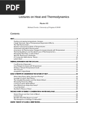 Lectures on Heat and Thermodynamics