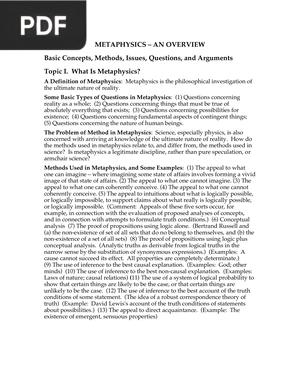 Metaphysics - An overview