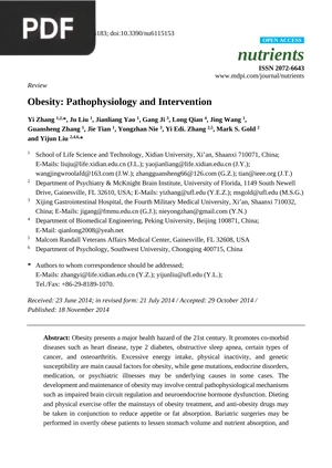 Obesity: Pathophysiology and Intervention