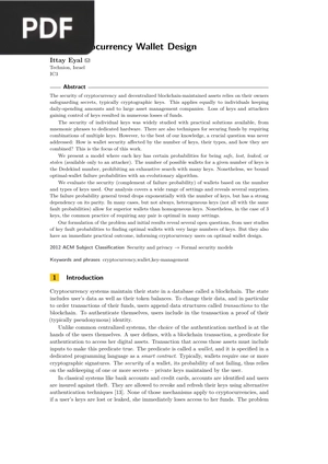 On Cryptocurrency Wallet Design