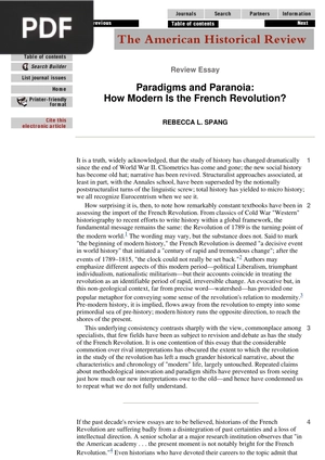 Paradigms and Paranoia: How Modern Is the French Revolution?