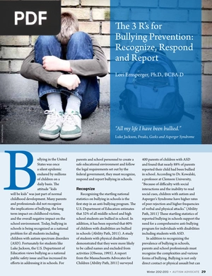 The 3 Rs for Bullying Prevention Recognize Respond and Report (Article)