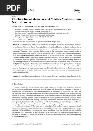 The Traditional Medicine and Modern Medicine from Natural Products