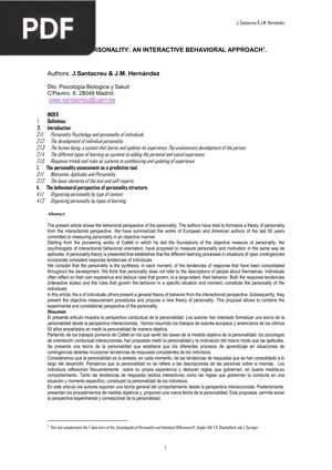 Theory of Personality an Interactive Behavioral Approach 1 (Article)