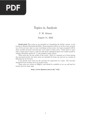 Topics in Analysis