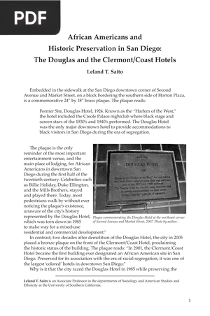 African Americans and Historic Preservation in San Diego: The Douglas and the Clermont/Coast Hotels