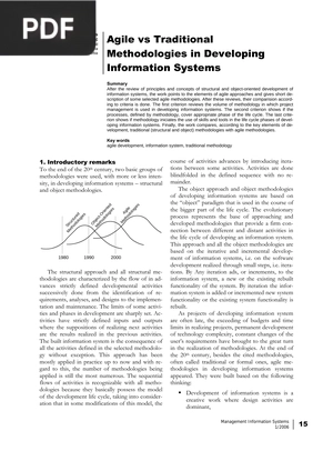 Agile vs Traditional Methodologies in Developing Information Systems (Article)