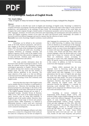 An Etymological Analysis of English Words (Article)