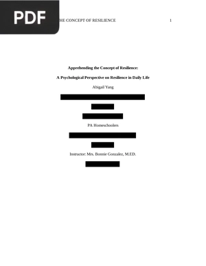 Apprehending the Concept of Resilience: A Psychological Perspective on Resilience in Daily Life