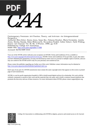 Contemporary Feminism: Art Practice, Theory, and Activism--An Intergenerational Perspective