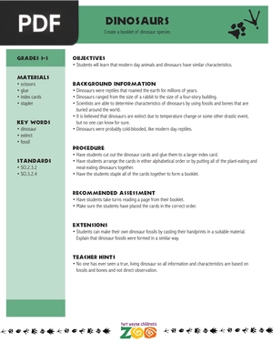 Dinosaurs. Create a booklet of dinosaur species