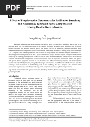 Effects of Proprioceptive Neuromuscular Facilitation Stretching and Kinesiology Taping on Pelvic Compensation During Double Knee Extension (Article)