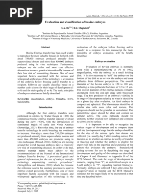 Evaluation and Classification of Bovine Embryos (Article)