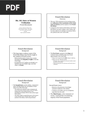 His. 102: Intro. to Western Civilization-French Revolution (Presentation)