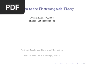 Introduction to the Electromagnetic Theory (Presentation)