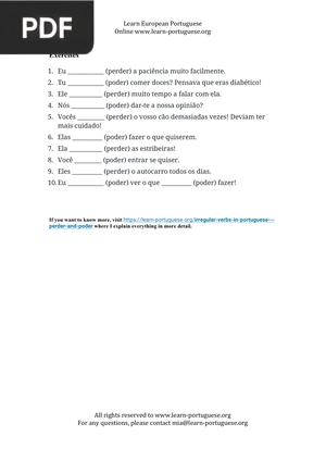 Irregular Verbs in Portuguese – PERDER and PODER