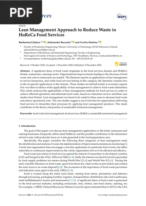 Lean Management Approach to Reduce Waste in HoReCa Food Services