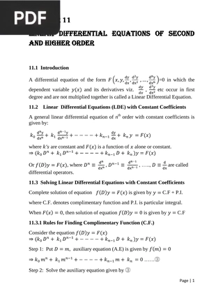 Linear Differential Equations of Second and Higher Order