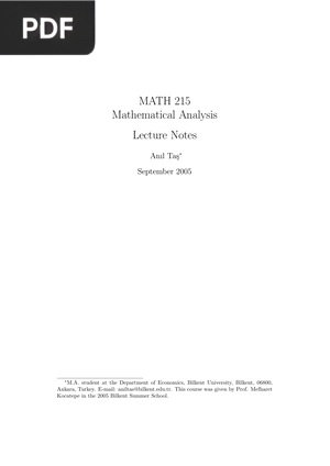 Mathematical Analysis