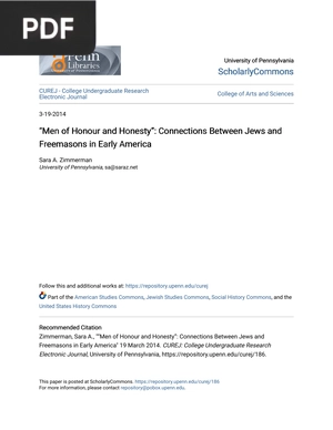 Men of Honour and Honesty Connections Between Jews and Freemasons in Early America