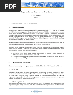 Paper on Project Direct and Indirect Costs (Article)