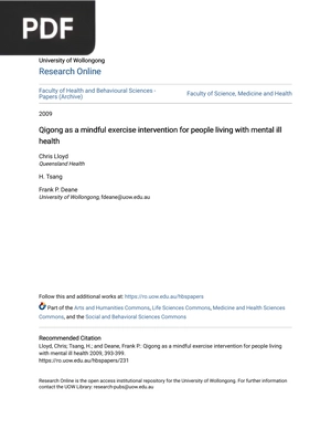 Qigong as a Mindful Exercise Intervention for People Living with Mental Ill Health