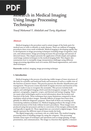 Research in Medical Imaging Using Image Processing Techniques