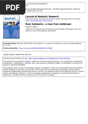 River hydraulics – a view from midstream