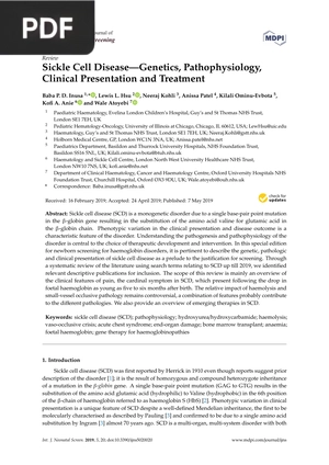Sickle Cell Disease-Genetics, Pathophysiology, Clinical Presentation and Treatment