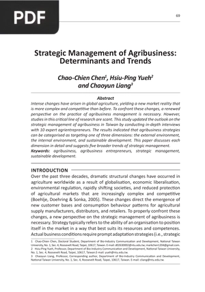 Strategic Management of Agribusiness - Determinants and Trends