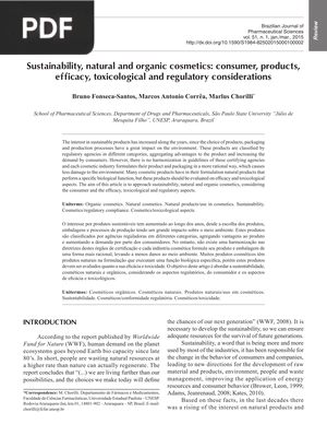 Sustainability, natural and organic cosmetics: consumer, products, efficacy, toxicological and regulatory considerations