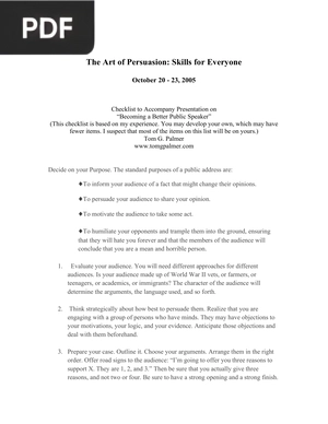 The Art of Persuasion Skills for Everyone (Article)