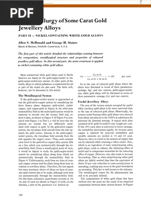 The Metallurgy of Some Carat Gold Jewellery Alloys (Article)