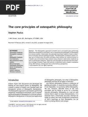 The core principles of osteopathic philosophy (Article)