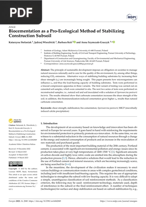 Biocementation as a Pro-Ecological Method of Stabilizing Construction Subsoil