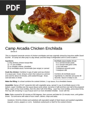Camp Arcadia Chicken Enchilada