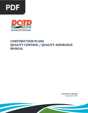 Construction plans quality control / Quality assurance manual