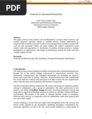 Creativity for Operational Researchers