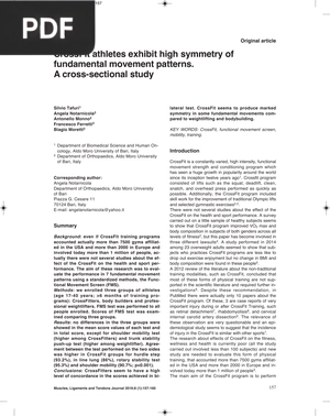 CrossFit Athletes Exhibit High Symmetry of Fundamental Movement Patterns A Cross Sectional Study (Article)