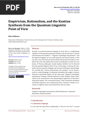 Empiricism, Rationalism, and the Kantian Synthesis from the Quantum Linguistic Point of View