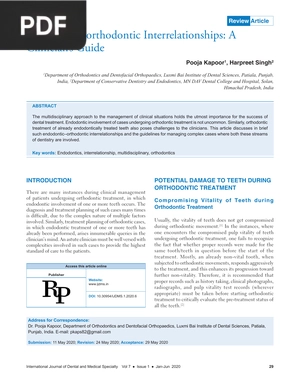 Endodontic Orthodontic Interrelationships A Clinicians Guide (Article)
