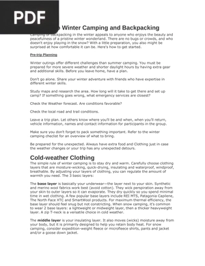How to Go Winter Camping and Backpacking