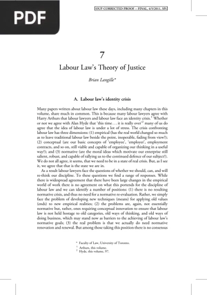 Labour Law’s Theory of Justice