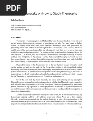 Madame Blavatsky on How to Study Theosophy (Article)