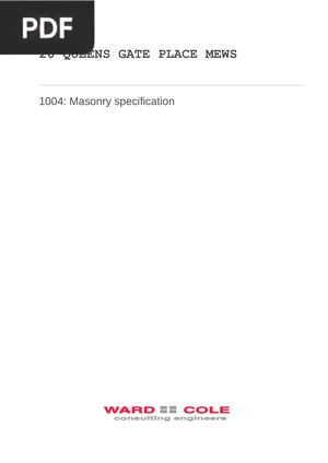 Masonry - Specification for Brickwork and Blockwork