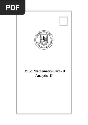 Mathematics Part - II Analysis - II