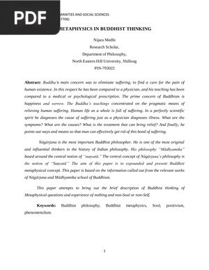 Metaphysics in Buddhist Thinking (Presentation)